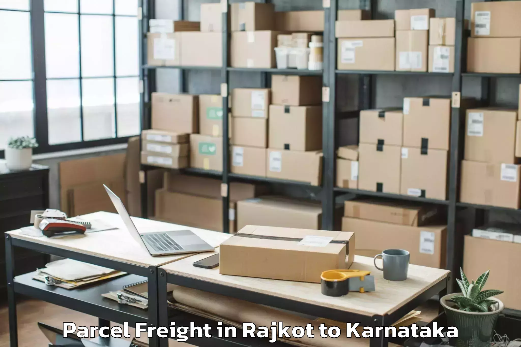 Easy Rajkot to Mudgere Parcel Freight Booking